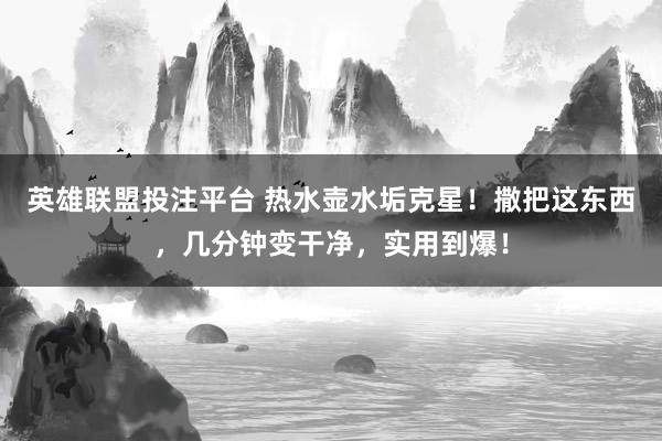 英雄联盟投注平台 热水壶水垢克星！撒把这东西，几分钟变干净，实用到爆！
